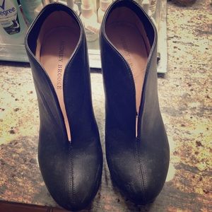 Black leather booties